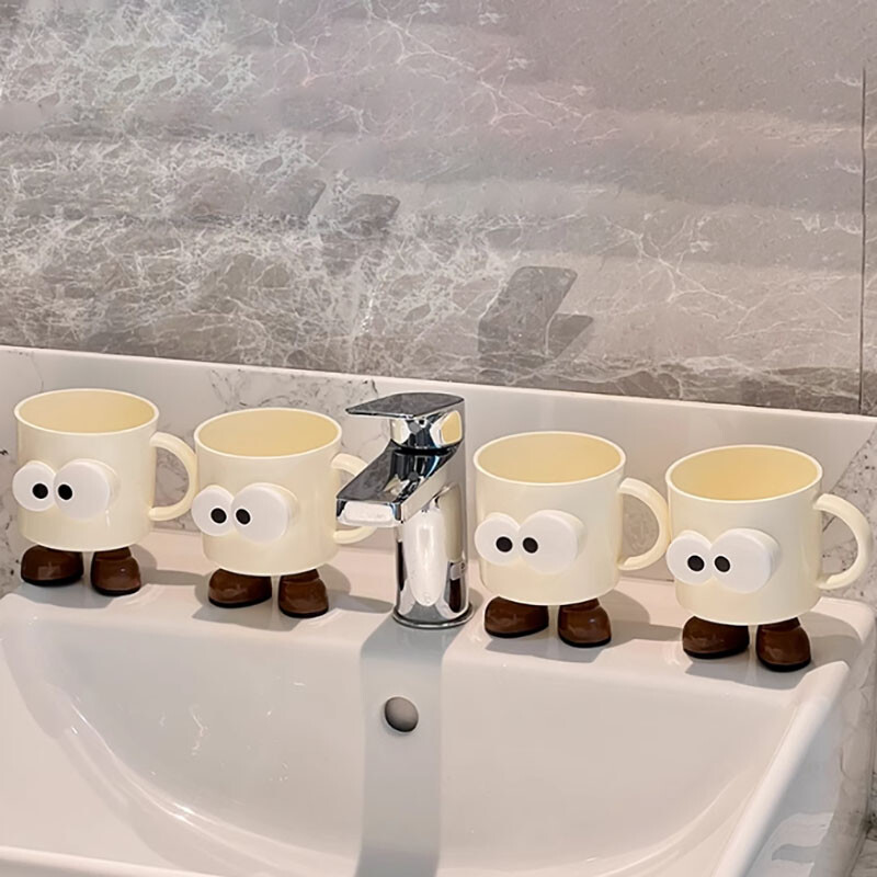 Karikatūra Big Eyes Expression Mutes skalojamā līdzekļa krūze Radoša Pieaugušie Bērnu Glāzīte zobu tīrīšanai Plastmasas glāzīte Zobu birstes krūze Vannas istabas piederumi