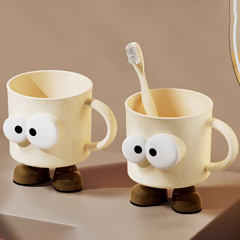 Karikatūra Big Eyes Expression Mutes skalojamā līdzekļa krūze Radoša Pieaugušie Bērnu Glāzīte zobu tīrīšanai Plastmasas glāzīte Zobu birstes krūze Vannas istabas piederumi