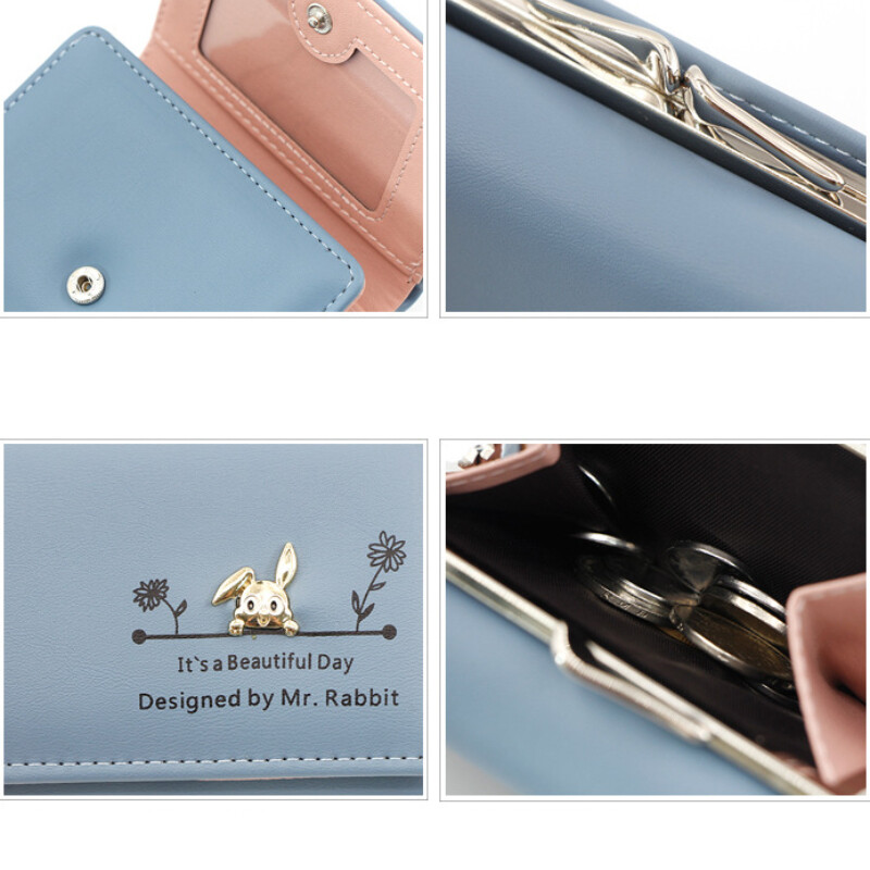 Portofele din piele pentru femei Portofel drăguț la modă Poșetă scurtă pentru studenți Suport carduri Poșeta pentru femei Mici genți de bani iepure