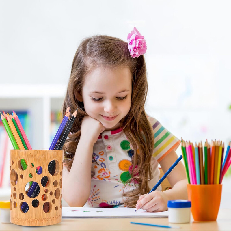 Bambusest torust hambaharja topsi hoidik Drenaažiõhu tsirkulatsiooniga hambaharja hoidik Kodu Vannituba Kontorid Dekoratsioonitarbed