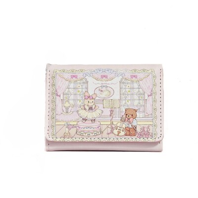 Fashion Girl's Dream Ballet Rabbit Bear Short Wallet Cute Woman Money Bag Multi Slot PU Портмоне за монети Преносими държачи за карти