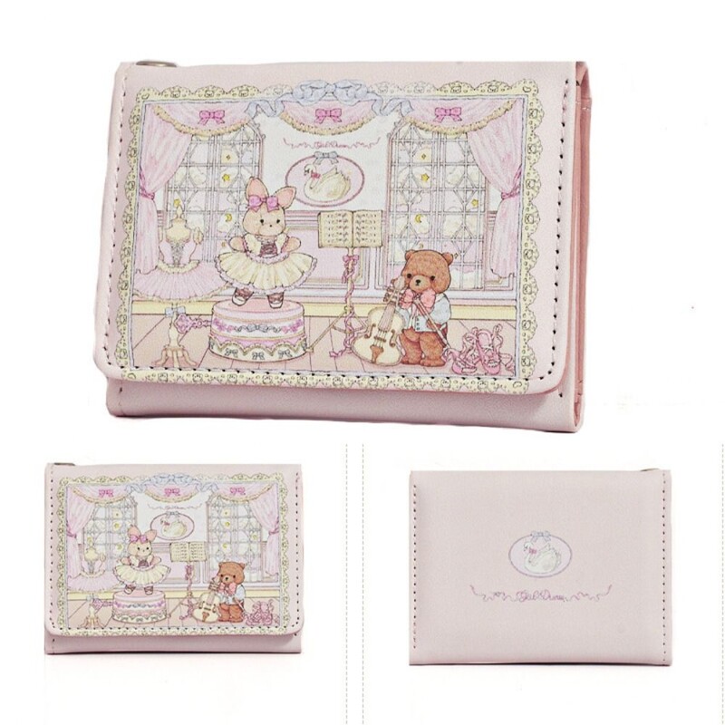 Fashion Girl's Dream Ballet Rabbit Bear Short Wallet Cute Woman Money Bag Multi Slot PU Портмоне за монети Преносими държачи за карти