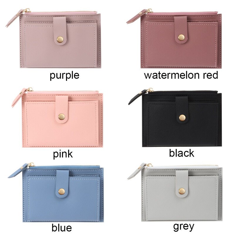 Ühevärviline PU-nahast rahakott Naiste väike rahakott rahakott Krediitkaardihoidja kotid Mini mündikott rahakott