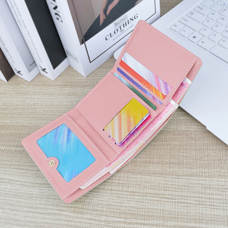 Maža PU piniginė Korėjos zuikis triušis trigubai sulankstomas monetų piniginės Kreditinės tapatybės kortelės laikymo organizatorius Rankinė Moteriška trumpa piniginė kortelės krepšys