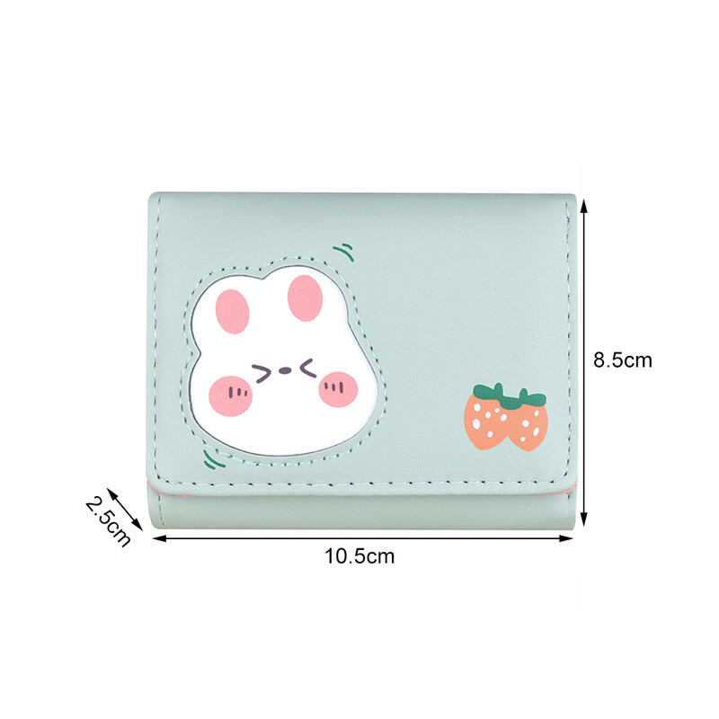 Maža PU piniginė Korėjos zuikis triušis trigubai sulankstomas monetų piniginės Kreditinės tapatybės kortelės laikymo organizatorius Rankinė Moteriška trumpa piniginė kortelės krepšys