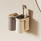 1 бр. Иновативна стойка за съхранение на четка за зъби Без дупка Светлина Луксозна чаша за вода за уста Чаша за четка Стенен органайзер за баня Двойка