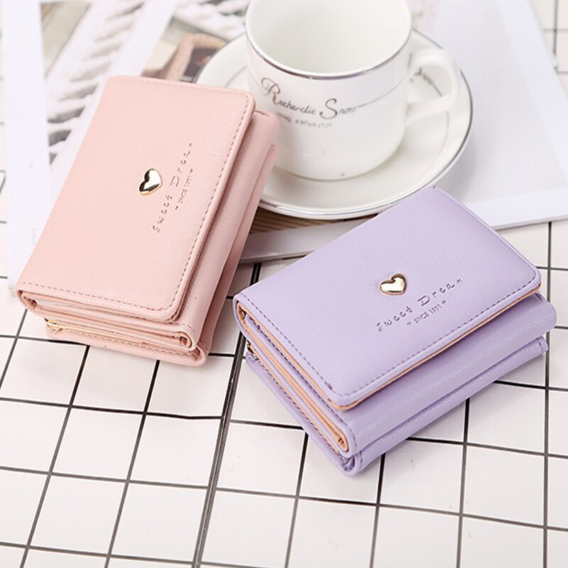 Uus armastav süda, lühike rahakott, lihtsa pandlaga naiste rahakott, väike kokkupandav mündikott, mitme kaardi pesa kaardihoidja, naiste sidurikott