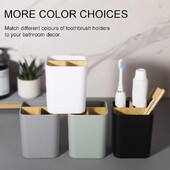 Bambusa zobu birstes turētājs vannas istabām, 3 slotu zobu sukas un zobu pastas turētājs vannas istabas letes organizators