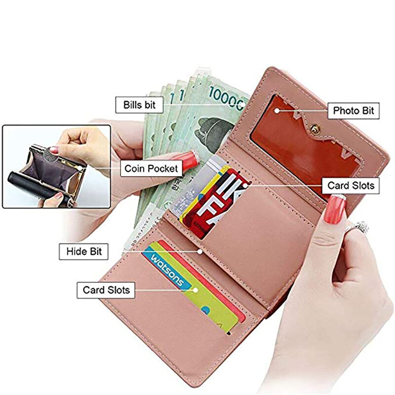 Ženski novčanik od PU kože, mala, slatka, sklopiva kutija za kreditnu karticu, torbica za novčiće, držač kartice, brza isporuka Portefeuille Court