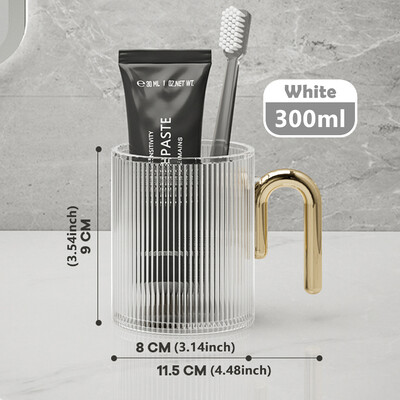 WMMO prozirna posuda za ispiranje usta od 300 ml, zadebljani PET materijal, lagana posuda za ispiranje za kupaonicu protiv pada