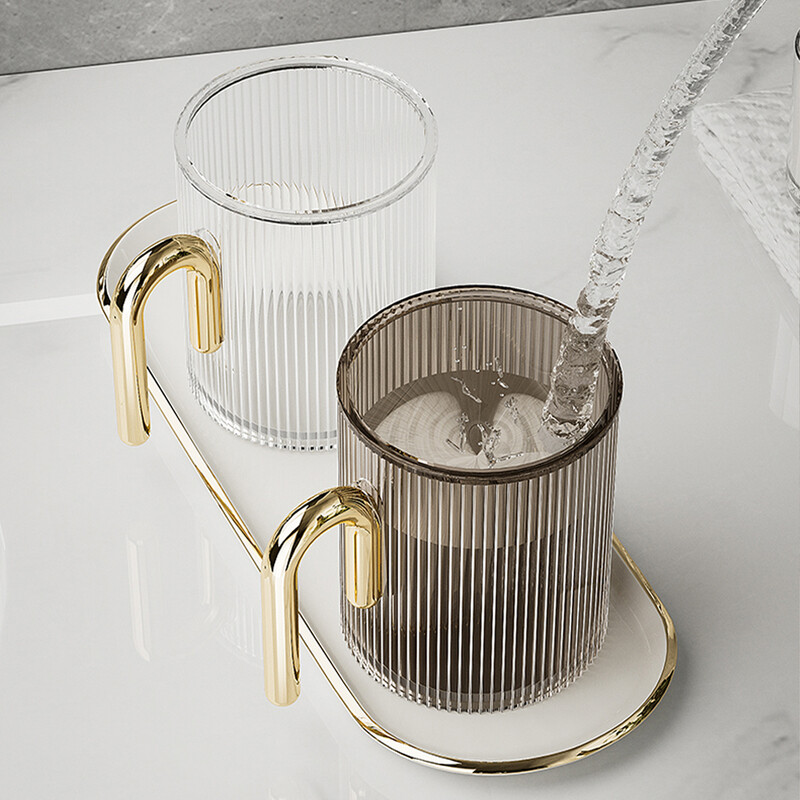 WMMO prozirna posuda za ispiranje usta od 300 ml, zadebljani PET materijal, lagana posuda za ispiranje za kupaonicu protiv pada