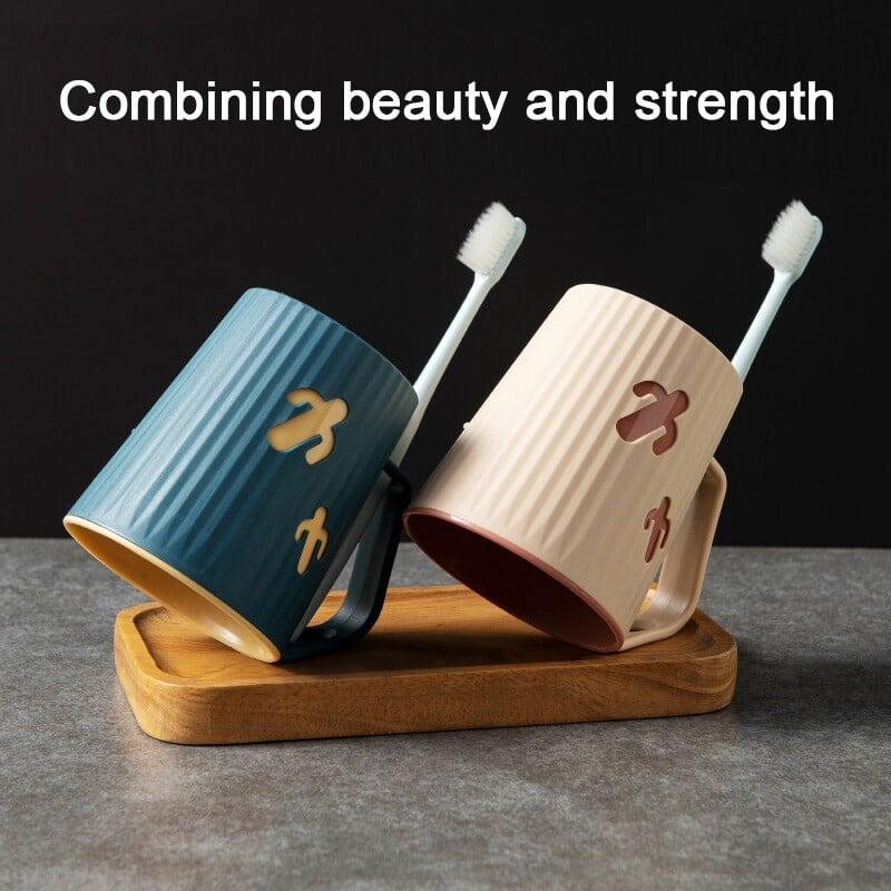 Cupă pentru periuță de dinți cu cactus de desene animate Cupă pentru periuță de dinți de baie dublă îngroșată pentru adulți și copii Suport pentru periuță de dinți cuplu o cană de baie