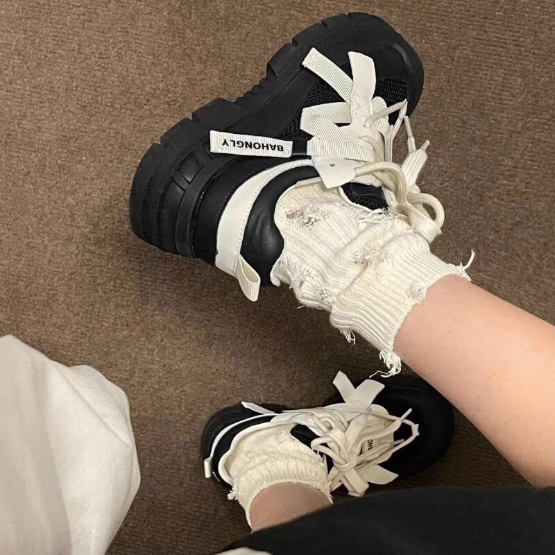 SHANPA armsad platvormkingad naistele, mustad kollegiaalses stiilis hingavad kõrgust suurendavad mitmekülgsed naistejalatsid igapäevaseks kasutamiseks