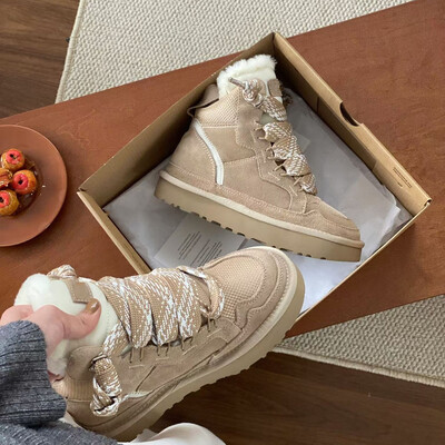 Naiste puuvillased kingad talveklassika pits seemisnahast villased soojad lumesaapad naistele mugavad karusnahad paks tald Poolsaapad Botas Mujer