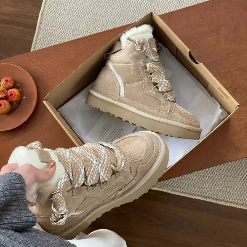 Naiste puuvillased kingad talveklassika pits seemisnahast villased soojad lumesaapad naistele mugavad karusnahad paks tald Poolsaapad Botas Mujer