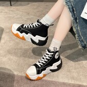 2025. aasta uued naiste libisemiskindlad paksu tallaga välijooksuspordijalatsid Trendikas nööriga disainiga mugavad ümmarguse varbaga naiste kõndimisjalatsid