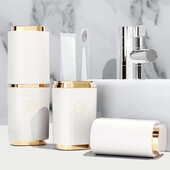 Izvelkams birstes turētājs ar vāku vannas istabai un tualetei bez urbšanas, pie sienas stiprināms birstes turētājs, putekļu necaurlaidīgs glāžu turētāja uzglabāšanas statīvs