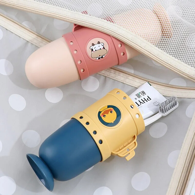 Pahare de baie cu stil submarin Suport pentru pastă de dinți portabil pentru periuță de dinți Cutie de depozitare submarină Organizator de călătorie două căni.