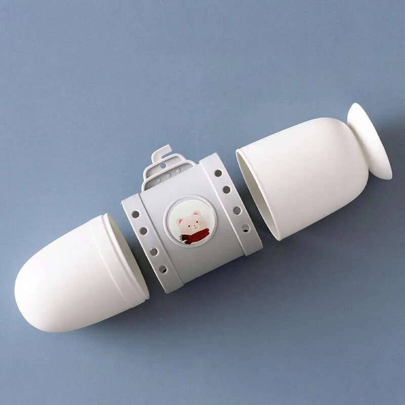 Pahare de baie cu stil submarin Suport pentru pastă de dinți portabil pentru periuță de dinți Cutie de depozitare submarină Organizator de călătorie două căni.