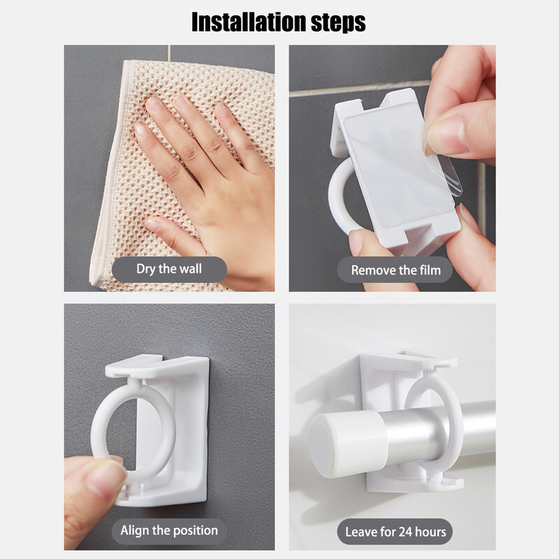 valge 360° pööratav teleskoopkäterätikang – puurivaba isekleepuv konks, dušikardina varda kronstein ja vardahoidik