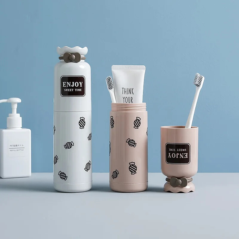 Pārnēsājamas ceļojumu multfilmas Lācis Mutes skalošanas krūzes Daudzfunkcionāla glabātuve zobu birstes futrālim konteineru piederumi bērniem, meitenēm, zēniem