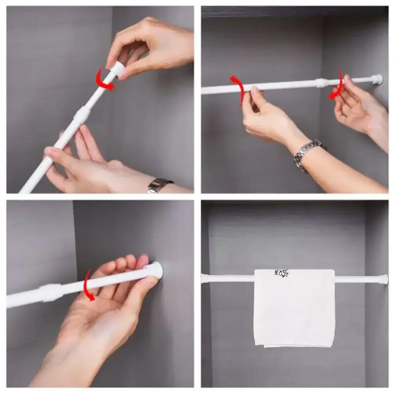 30-110cm Daugiafunkcis spyruoklinis pailginamas teleskopinis užuolaidos stulpo įtempimo bėgis Tinklo stulpas tinklo strypai užuolaidos teleskopinės