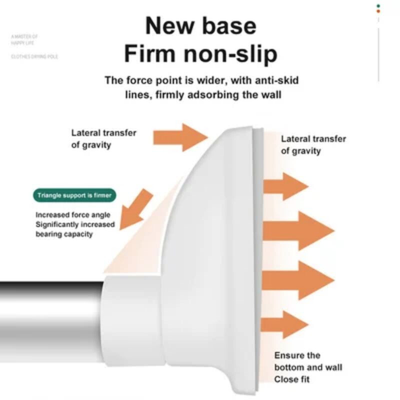 Bez urbšanas regulējams stieņa pakaramais Teleskopiskais stienis bez perforācijas regulējams dušas aizkaru stienis nerūsējošā tērauda vienkāršs atbalsta stienis