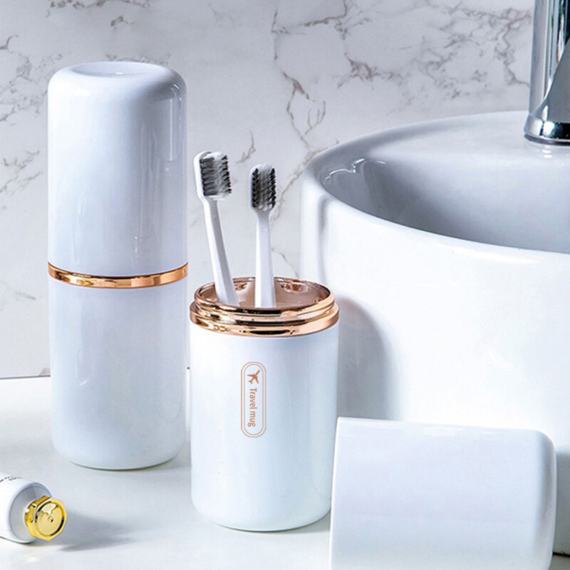 2-в-1 калъф за четка за зъби Travel Portable Travel Toothbrush Комплект тоалетни принадлежности Комплект пътни тоалетни принадлежности Light Luxury Brush Cup
