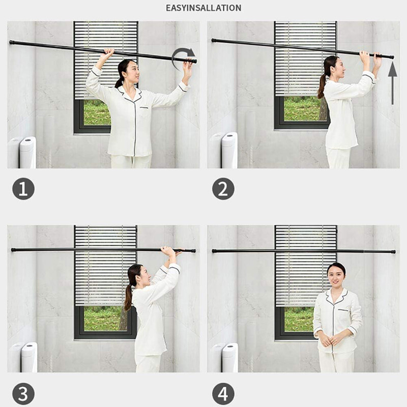 Podesiva prilagodljiva šipka za zavjese, nosiva zatezna šipka bez bušenja za vrata kade za tuširanje