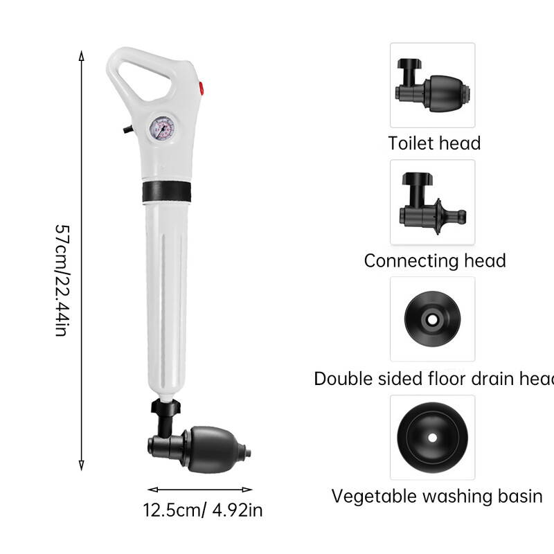 Tualetttorude süvendaja pneumaatiline majapidamiskõrgsurvekanalisatsiooni süvendustööriistade komplekt Õhu äravoolupuhasti käsitsi äravoolu ummistuse eemaldaja