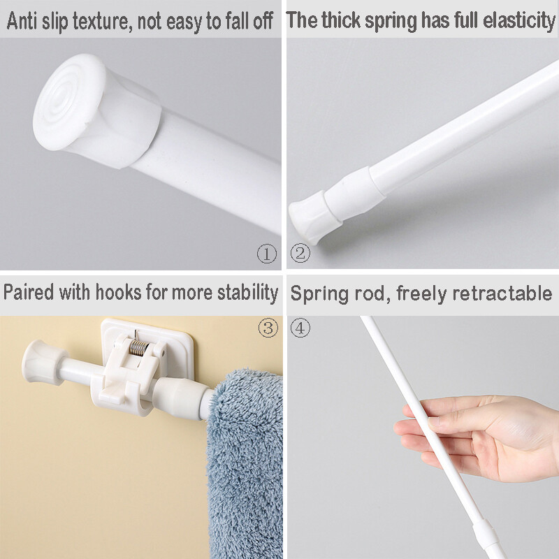 Višenamjenska opružna teleskopska šipka od 30-110 cm, podesiva viseća šipka, produžni stupovi, kuke, metalna šipka za kupaonicu bez bušenja