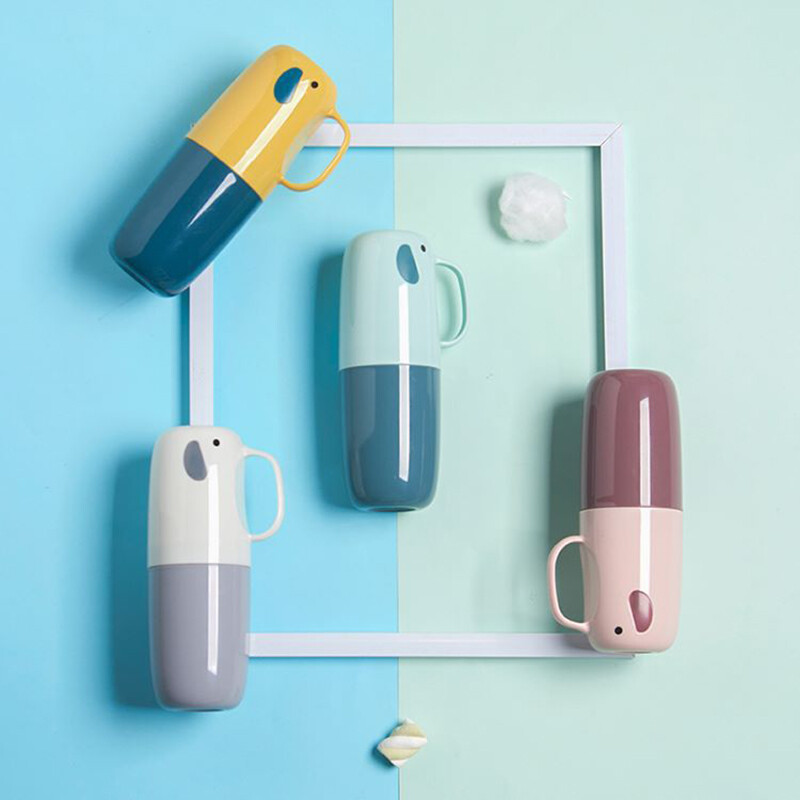 Cupă de spălat, pentru călătorie, organizator portabil pentru periuță de dinți cu desene animate, cutie de depozitare pentru periuță de dinți, cutie pentru gură, accesorii de baie rezistente la praf