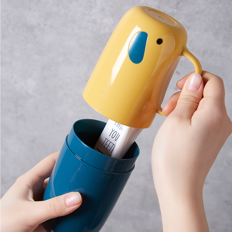 Cupă de spălat, pentru călătorie, organizator portabil pentru periuță de dinți cu desene animate, cutie de depozitare pentru periuță de dinți, cutie pentru gură, accesorii de baie rezistente la praf
