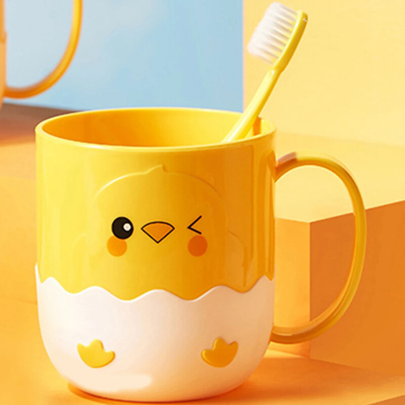 1buc - ceașcă de rață galbenă și pui galben, ceașcă drăguță pentru apă de gură, ceașcă pentru periuță de dinți din desene animate, ceașcă de spălat cuplu de familie