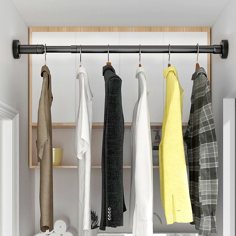 Suport de uscare a hainelor din oțel inoxidabil reglabil de 35-80 cm, bară telescopică fără găurire, pentru balcon, baie