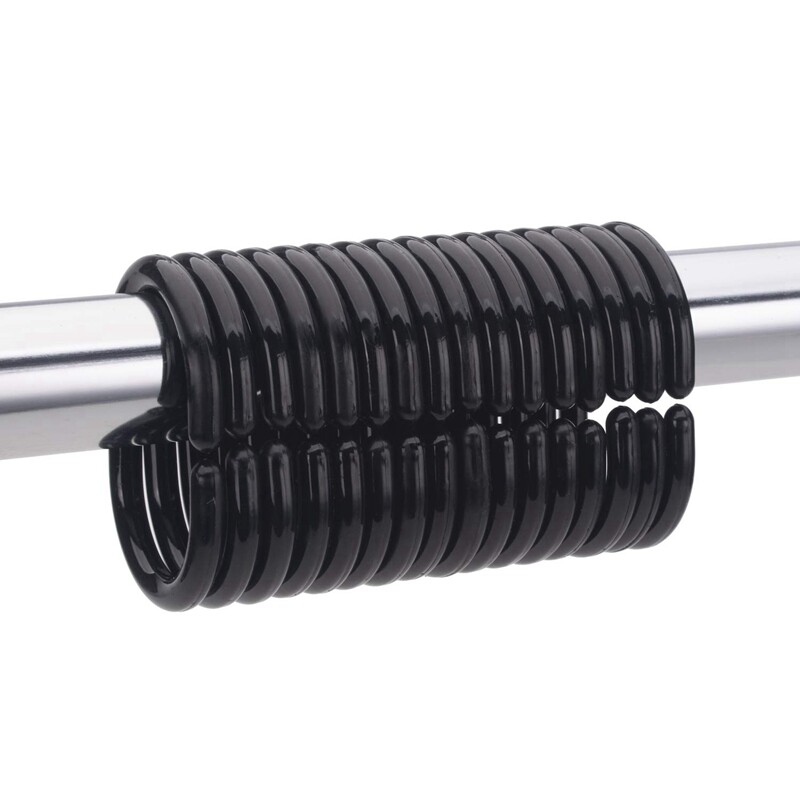 72 vnt. Dušo užuolaidų žiedai Plastikiniai dušo užuolaidų kabliukai, skirti vonios kambario dušo strypui