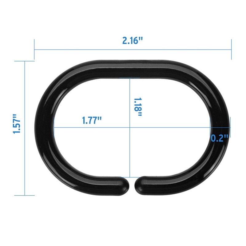72 vnt. Dušo užuolaidų žiedai Plastikiniai dušo užuolaidų kabliukai, skirti vonios kambario dušo strypui