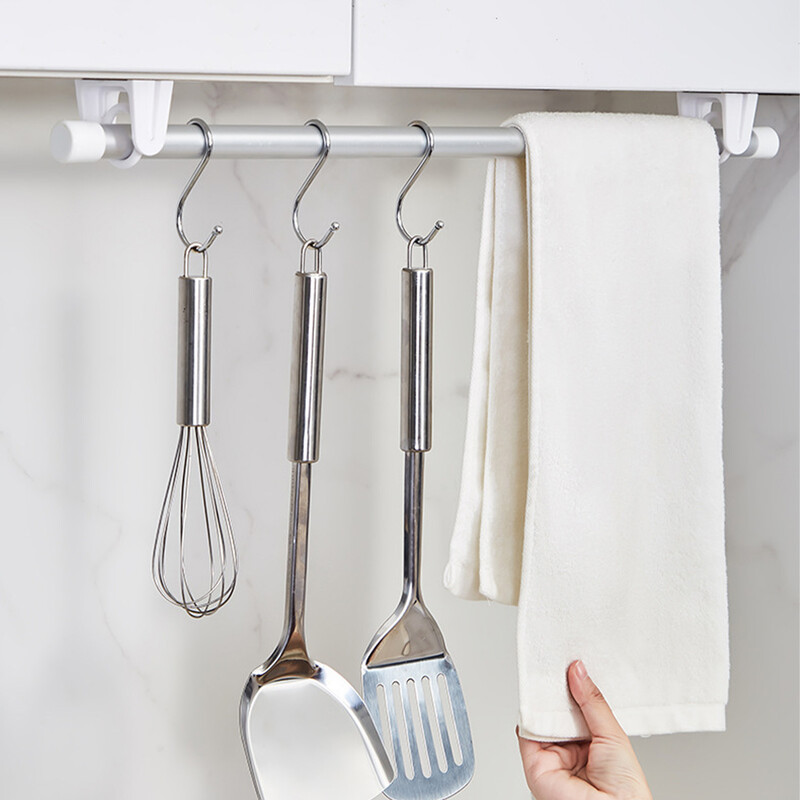 360° pasukamas teleskopinis strypo laikiklis be gręžimo, tvirtam lipniam kabliuku rankšluosčių strypo dušo užuolaidų strypo laikikliui