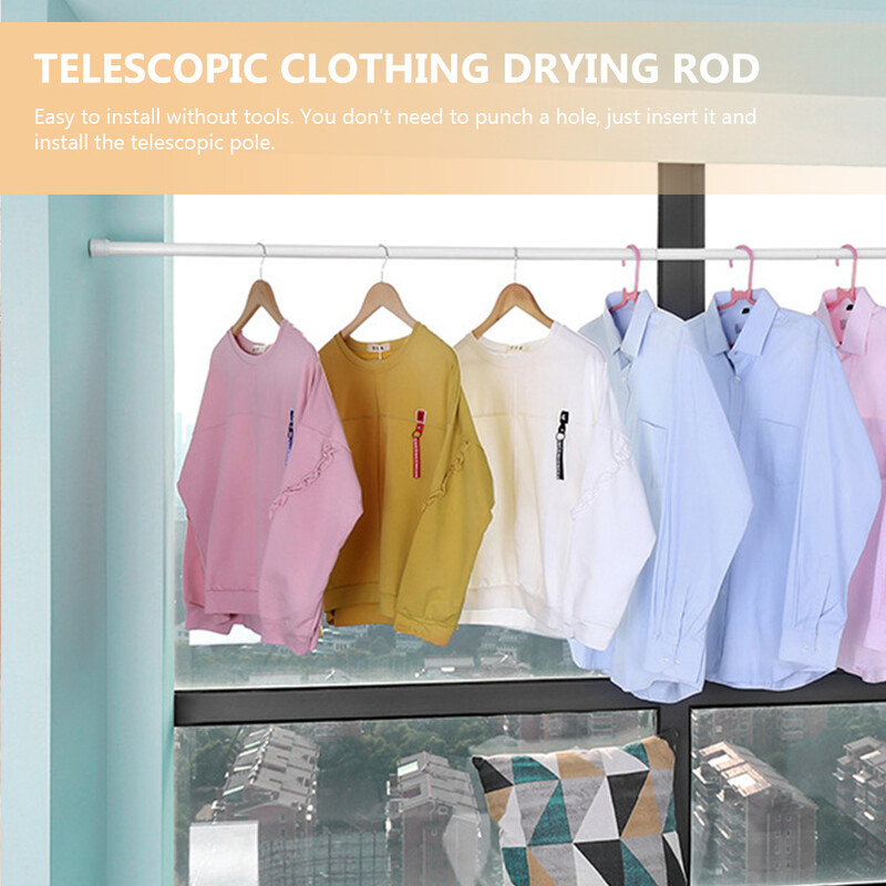 Pakabinamas strypas Drabužių kabykla Teleskopinė dušo užuolaida Ištraukiamos užuolaidos 60 110 Baras Drabužių bėgelis Reguliuojamas 200cm Skalbiniai