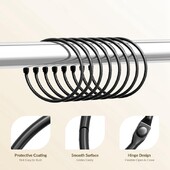 Dušo užuolaidų žiedai, kabliukai Dušo užuolaidų žiedai, atsparūs rūdijimui, nuo kritimo apvalūs dušo žiedai užuolaidoms