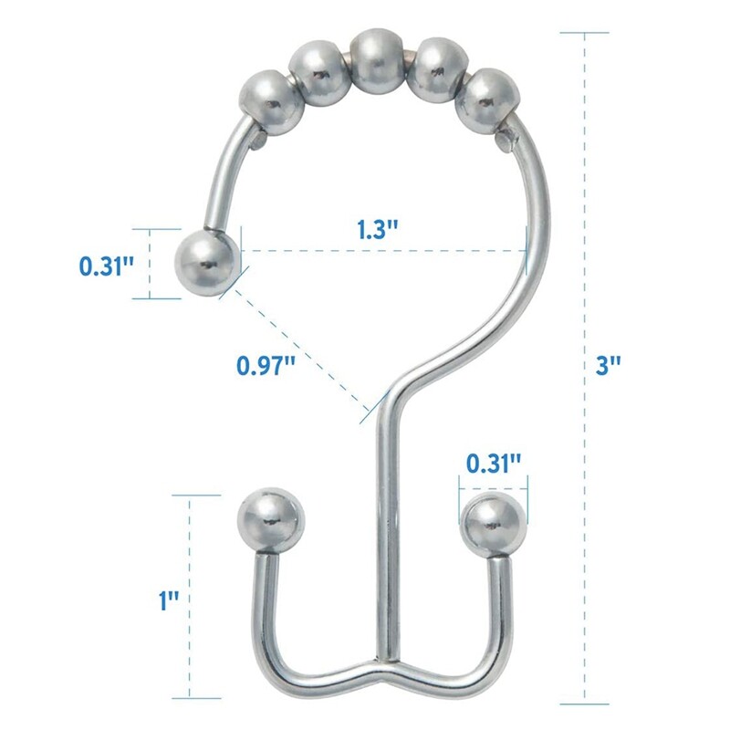 Dušo užuolaidų žiedai Kabliukai užuolaidų kabliukai vonios kambariui Dušo užuolaidų strypų rinkinys iš 12