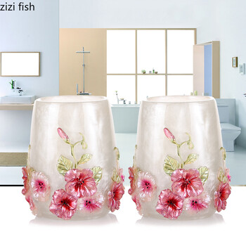 Ρητίνη Mouthwash Cup Flowers Relief Pattern Οδοντόβουρτσα Κύπελλο Αξεσουάρ μπάνιου Creative Home Βάσεις Οδοντόβουρτσας Ράφια Μπάνιου