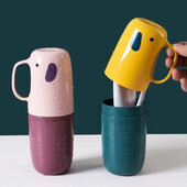 Cupă de spălat, organizator portabil pentru periuță de dinți, cu desene animate, cutie de depozitare pentru periuță de dinți, cutie de depozitare, rezistentă la praf, pentru baie
