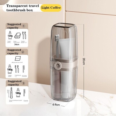 Cutie de călătorie transparentă pentru periuță de dinți, portabilă, rezistentă la scurgeri, cu capac, cupă pentru periuță de dinți, cutie de depozitare pentru pastă de dinți, baie