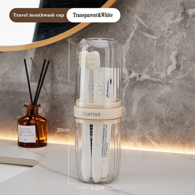 Cutie de călătorie transparentă pentru periuță de dinți, portabilă, rezistentă la scurgeri, cu capac, cupă pentru periuță de dinți, cutie de depozitare pentru pastă de dinți, baie