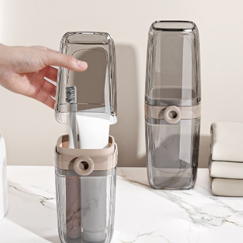 Cutie de călătorie transparentă pentru periuță de dinți, portabilă, rezistentă la scurgeri, cu capac, cupă pentru periuță de dinți, cutie de depozitare pentru pastă de dinți, baie