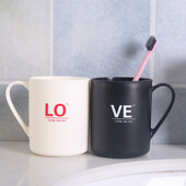 LOVE Couple Wash Cup Vienkārša plastmasas mājsaimniecības zobu birstes krūze Creative vannasistabai sabiezināta zobu birstes krūze zobu trauka skalošanas krūzei