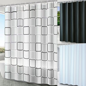 PEVA vandeniui atspari dušo užuolaida, moderni vonios kambario pertvara su kabliukais, geometrinio languoto rašto / vienspalvės vonios užuolaidos