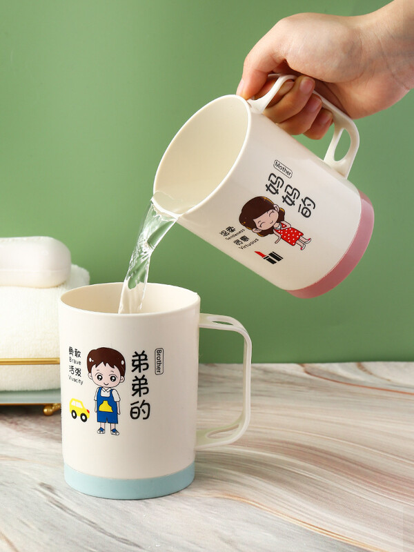 Zidni set čašica za zube za obiteljsku upotrebu, kreativan crtani stil, zadebljana zaštita od pada