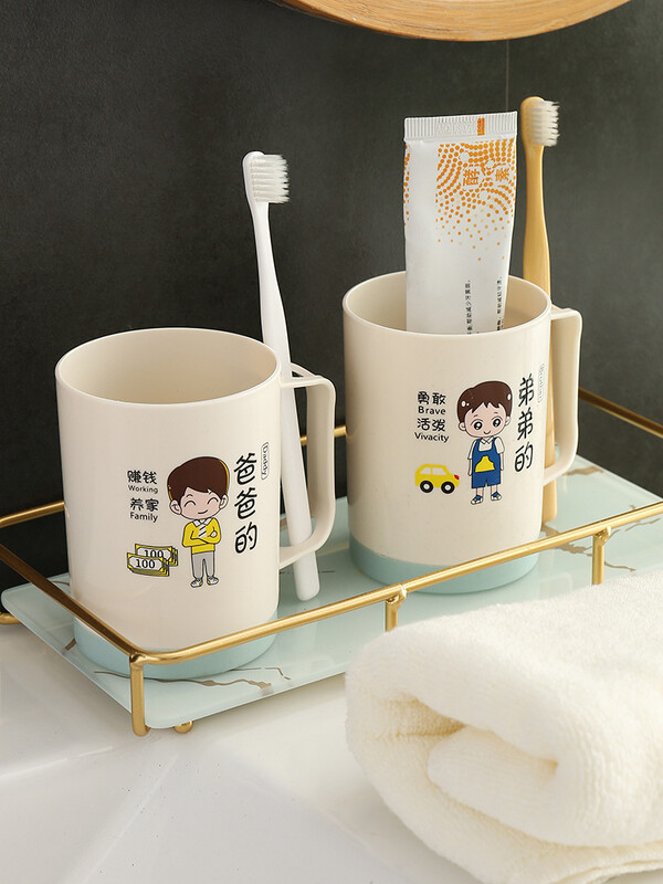 Zidni set čašica za zube za obiteljsku upotrebu, kreativan crtani stil, zadebljana zaštita od pada